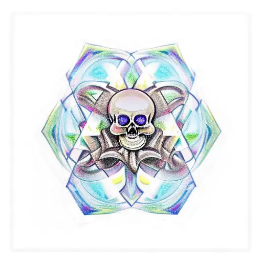 Metatrons cube skull tattoo design idea
