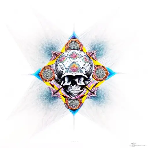 Metatrons cube skull tattoo design idea