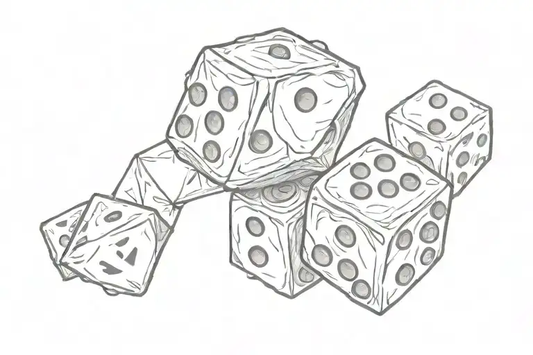 2 dice rolling tattoo design idea