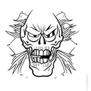 angry skeleton head tattoo design idea