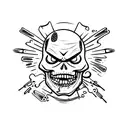 angry skeleton head tattoo design idea