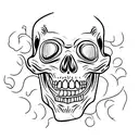 angry skeleton head tattoo design idea