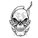 angry skeleton head tattoo design idea