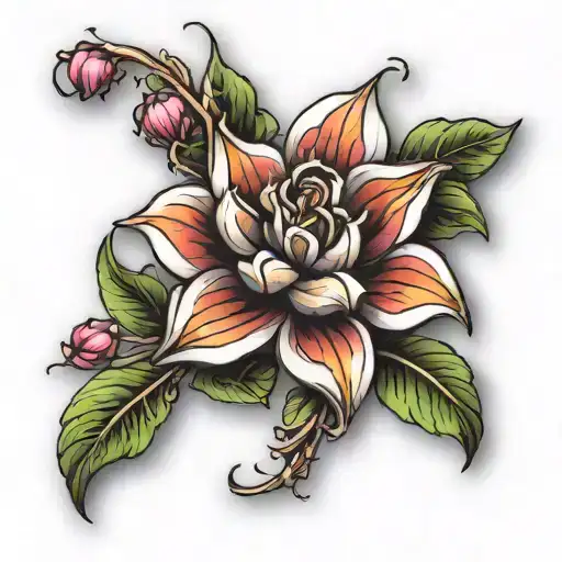 3d Lis flower growing tattoo design idea