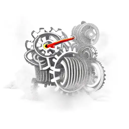 A mechanical snake with gears and cogs coiling around a wrench, with smoke billowing in the background tattoo design idea