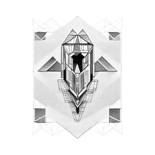 rectangle soviet brutalist architecture tattoo design idea