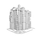 soviet brutalist architecture tattoo design idea