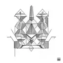 soviet brutalist architecture tattoo design idea