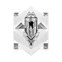 rectangle soviet brutalist architecture tattoo design idea