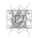 rectangle soviet brutalist architecture tattoo design idea