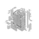 rectangle soviet brutalist architecture tattoo design idea