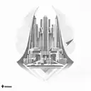 soviet brutalist architecture tattoo design idea