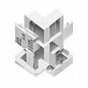 rectangle soviet brutalist architecture tattoo design idea