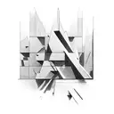 rectangle soviet brutalist architecture tattoo design idea