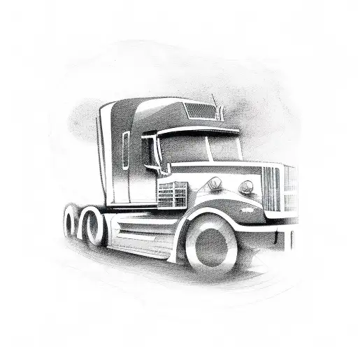 guitar 18 wheeler tattoo design idea