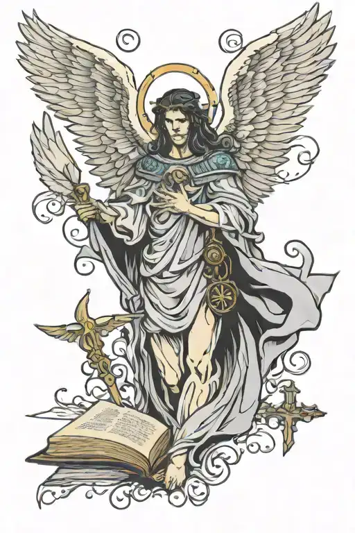 book of revelation angel no face tattoo design idea