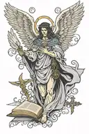 book of revelation angel no face tattoo design idea
