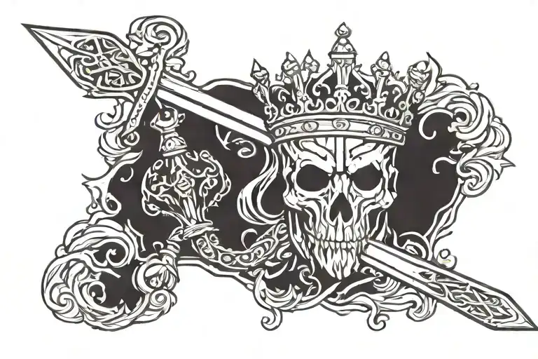 Sword of Gryffindor and a Crown with Harry Potter theme background tattoo design idea