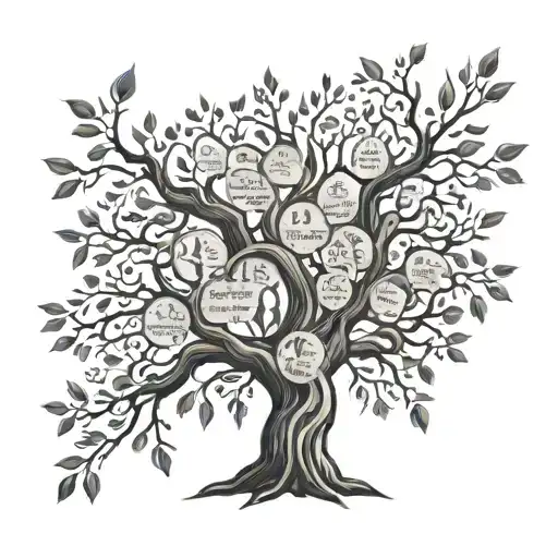 A tattoo design of a family tree with branches representing each of your kids, with their names carved into the bark tattoo design idea