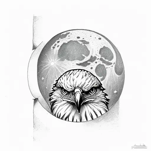 eagle eyes moon tattoo design idea