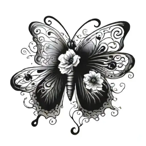 semicolon butterfly surrounded tattoo design idea