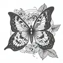 semicolon butterfly surrounded tattoo design idea