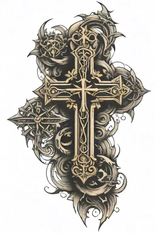 3 cross with Roman numerals tattoo design idea