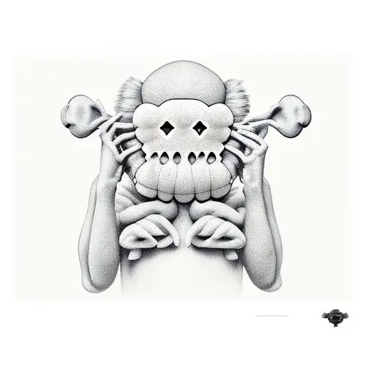 See no evil speak no evil hear no evil with kaws dolls tattoo design idea