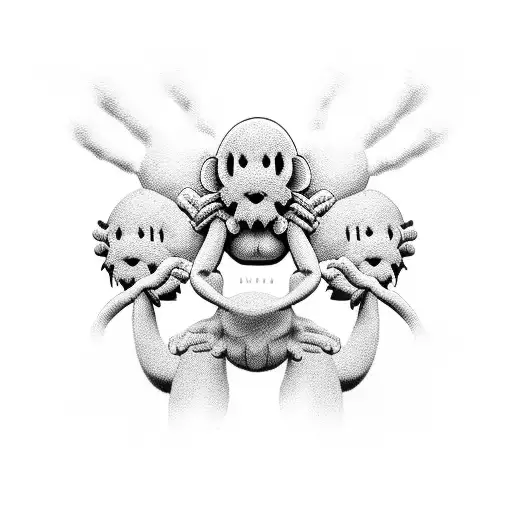 See no evil speak no evil hear no evil with kaws dolls tattoo design idea