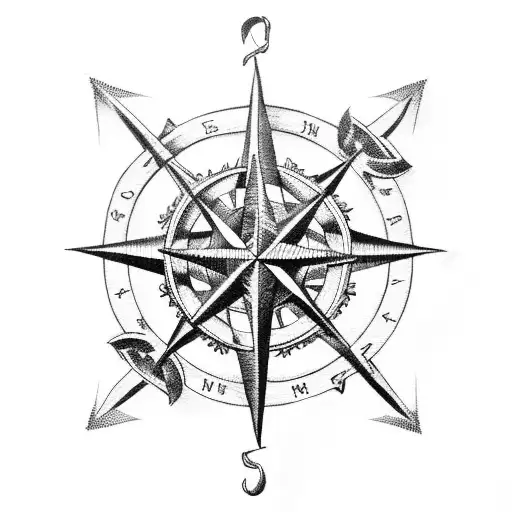 u.s. navy swallows anchor knots compass  tattoo design idea