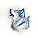A wolf howling at a lightning storm tattoo design idea