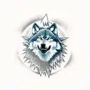 A wolf howling at a lightning storm tattoo design idea