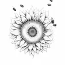 sunflower and bees tattoo design idea