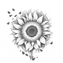 sunflower and bees tattoo design idea