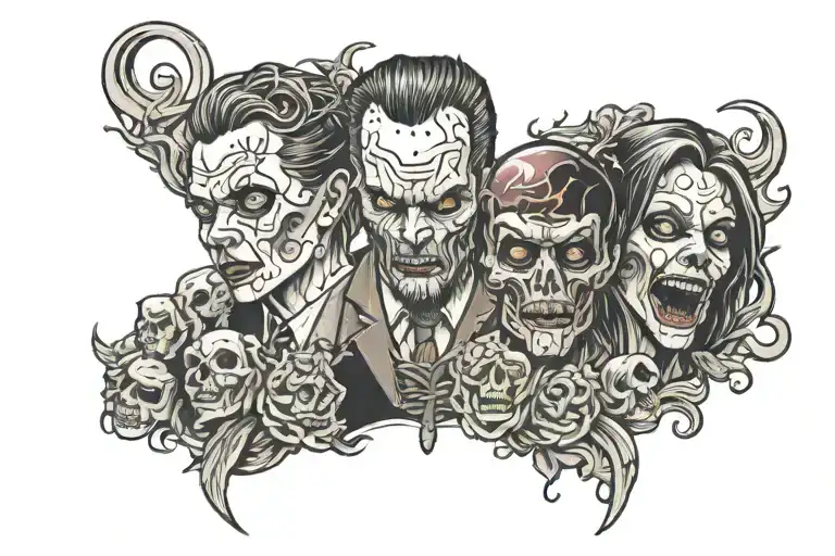 horror movie characters tattoo design idea