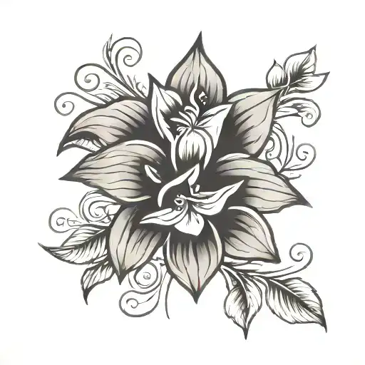 Guam tribal design, Bougainvillea flower blooming tattoo design idea