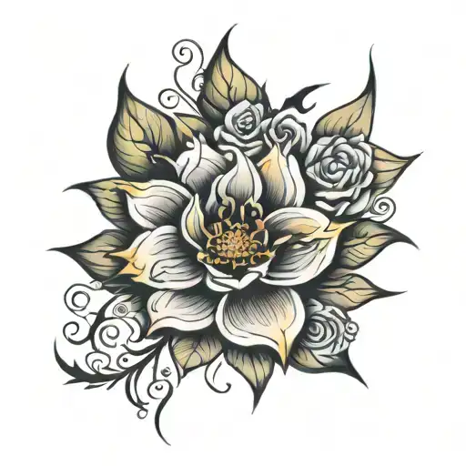 Layla Flower sleeve tattoo design idea