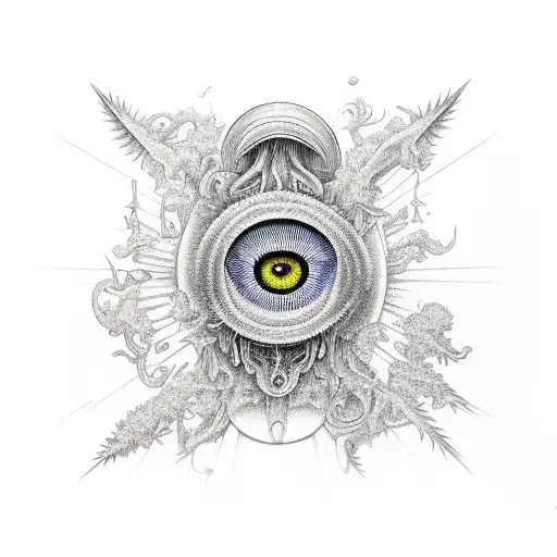 the vision,third eye,weed,magic mushroom's virtual  tattoo design idea