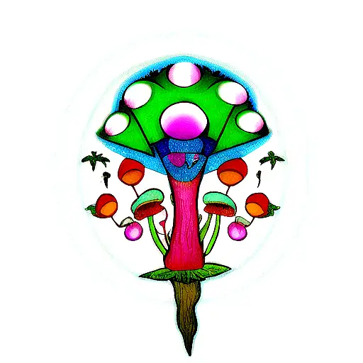 the vision,third eye,weed,magic mushroom's virtual  tattoo design idea