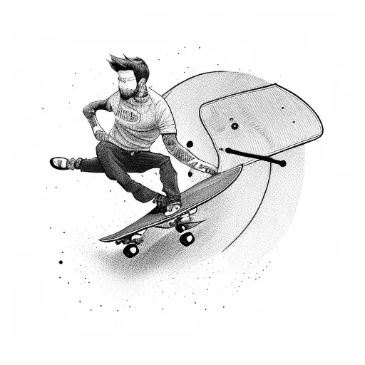 Skateboarding tricks tattoo design idea
