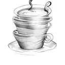 Books stacked with a coffee cup tattoo design idea