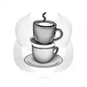 Books stacked with a coffee cup tattoo design idea