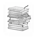 Books stacked with a coffee cup tattoo design idea