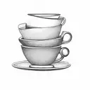 Books stacked with a coffee cup tattoo design idea