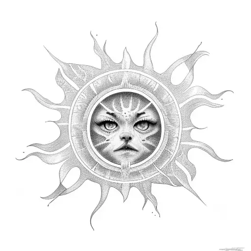 sun old school tattoo design idea
