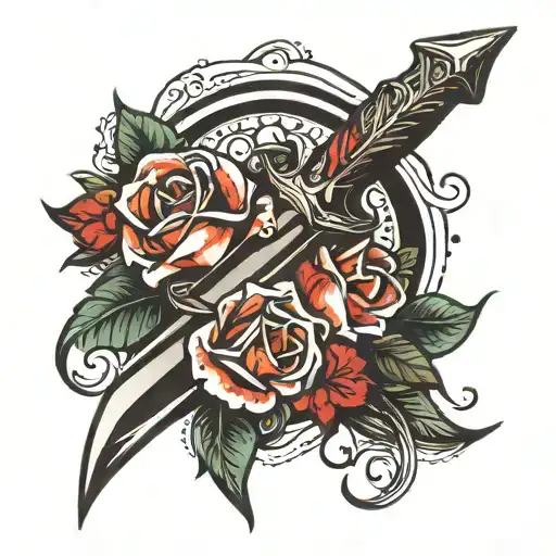 simple dagger tattoo design idea