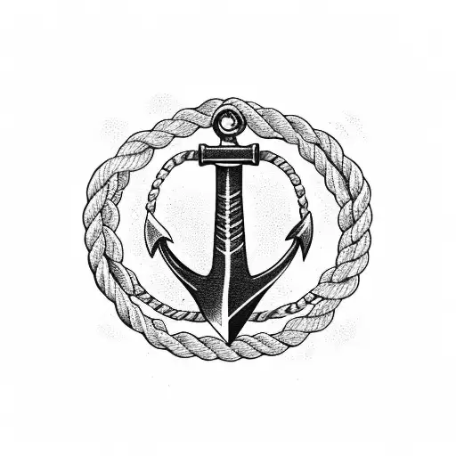 rope with anchor tattoo design idea