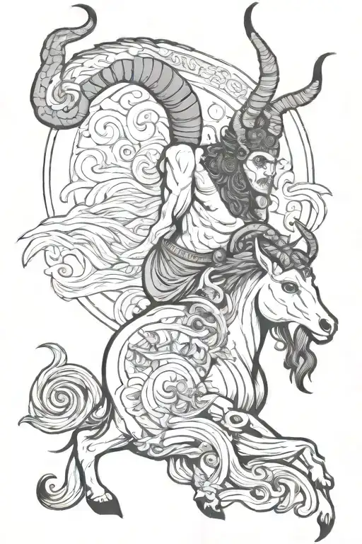 Greek mythology and capricorn tattoo design idea