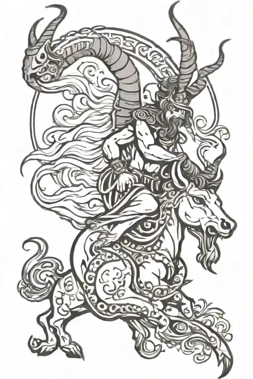 Greek mythology and capricorn tattoo design idea