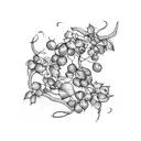 A beautiful blackwork design featuring intertwining ivy vines and delicate blueberry clusters tattoo design idea